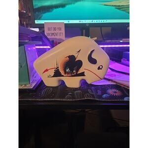 Hand Painted Buffalo Pottery Sculpture